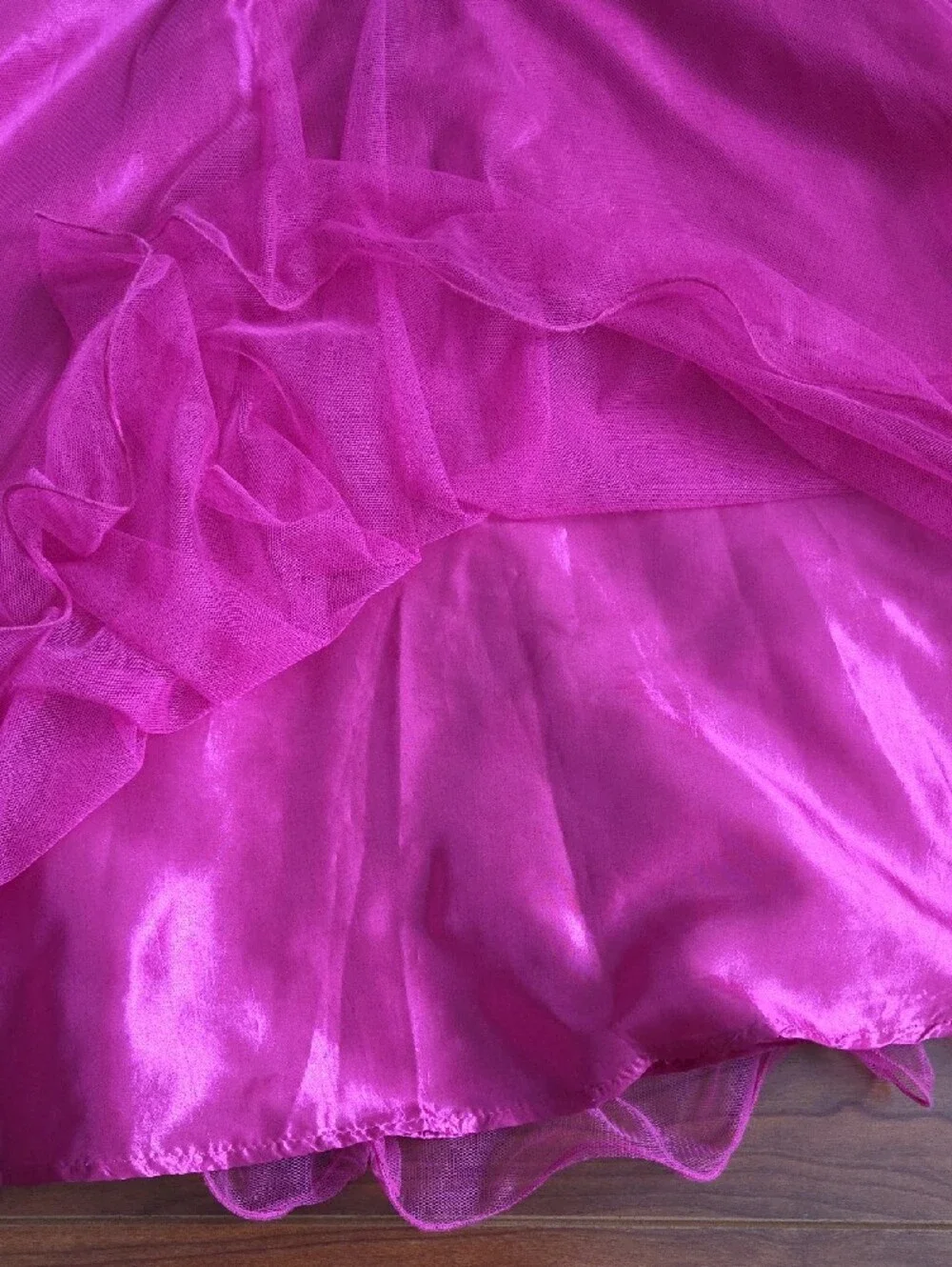 Cherokee Fuchsia Floral Bodice Tulle Party Dress with Sash